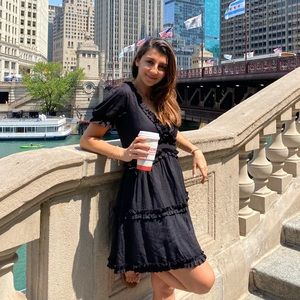 Francescas short sleeve black mini dress, size S